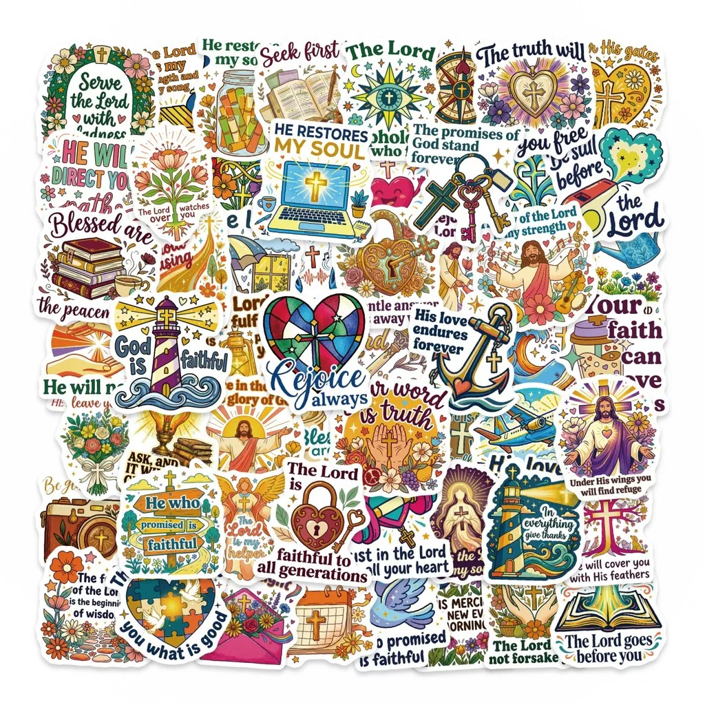 56Pcs Bible Inspirational Quote Stickers, Motivational Text Decals for Journal, Scrapbook & Handcraft DIY Giajar Sticker Store