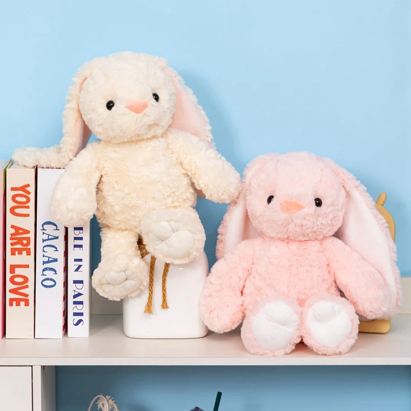 Bunny Plush Toy Cream White Pink Cloud Bunnies 40cm Soft Lop Eared Rabbit Doll for Cuddling Comfort Companion Gift Choice