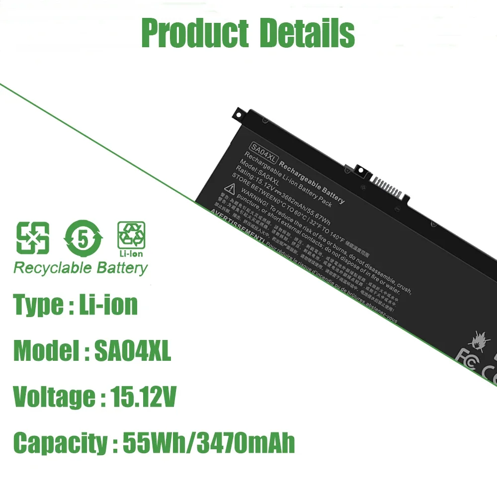 SA04XL Battery for HP Envy X360 15-DR0000 DR1000 DS0000 DS1000 15T-DR000 15Z-DS100 17-CG0000 CG1000 Series HSTNN-UB7U L43248-541