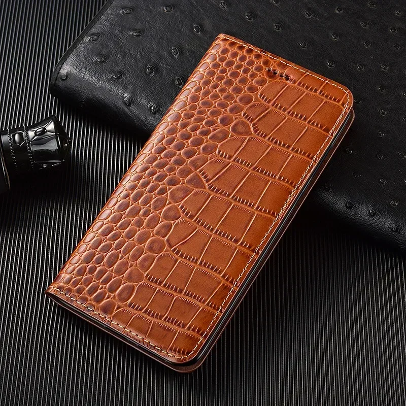 Étuis pour Xiaomi Redmi Note 12S, 12, 13 Pro Plus, 4G, 5G, étui à rabat motif crocodile, cuir de
