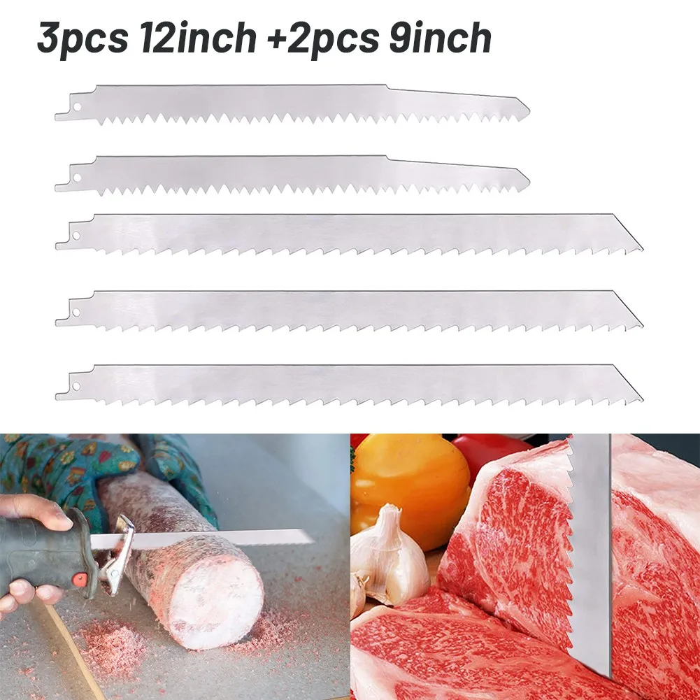 /5Pcs /Stainless /Steel Reciprocating Saw For Blades 12 Inch 3TPI And 9 Inch 5TPI For Meat Bone Food Cutting Compatible With For