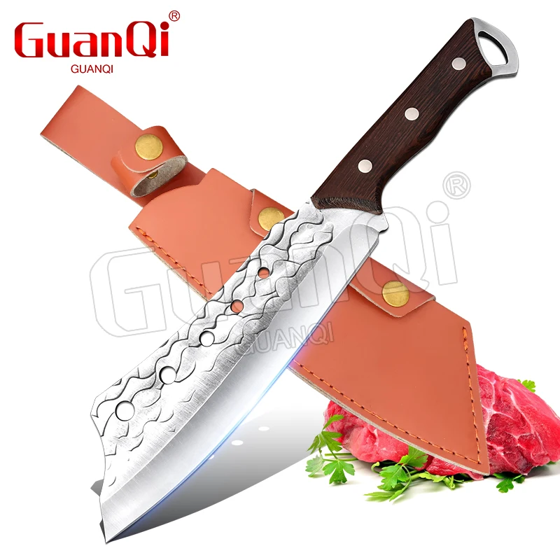 Butcher knife 8 inch Kitchen Knives Handmde Forged Chinese Knife With Wood Handle Cleaver Meat Chopping Slicing Utility Knives