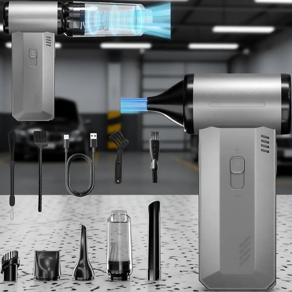 

150000RPM Super Power Electric Duster with 8000mAh Battery, Continuously Adjustable Air Dusters Rechargeable for PC Keyboard, Ca