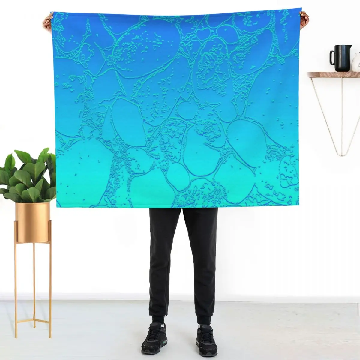 

Turquoise Crackle Throw Blanket Color Fast Cozy Throw Blanket