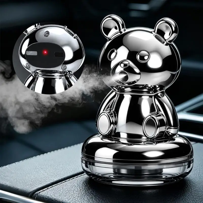Decorative Bear Car Scent Diffuser with Atomized Delivery, Rechargeable Power and Included Cable for Cars D7YA
