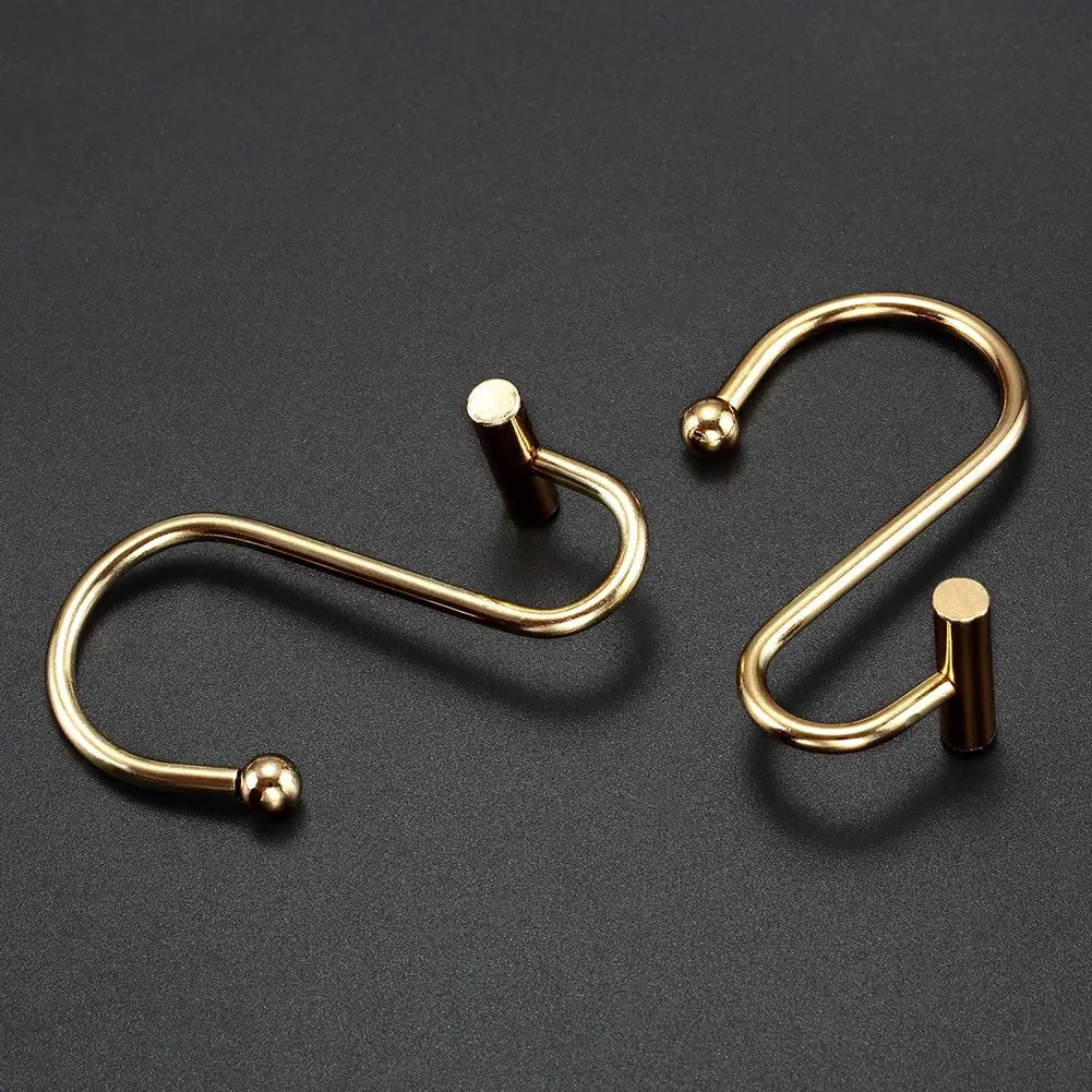 ●Shower Curtain Hooks Rings,Brass Decorative Shower Curtain Rings For Bathroom Shower Rod,Shower Hooks Hangers T Shaped