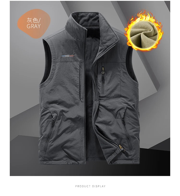 

Men Brand Reversible Winter New Vest Plus Size Fleece Vest Warm Men's Lamb Sleeveless Fashion Coat Cashmere Warm Male Waistcoat