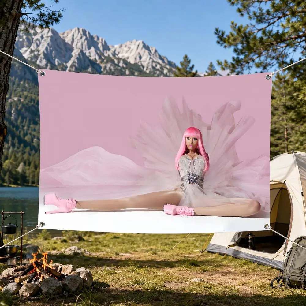 Singer Nicki Minaj Pink Friday Flags Aesthetic Wall Tapestry Printed Wall Hanging Living Room Party Outdoor Decor