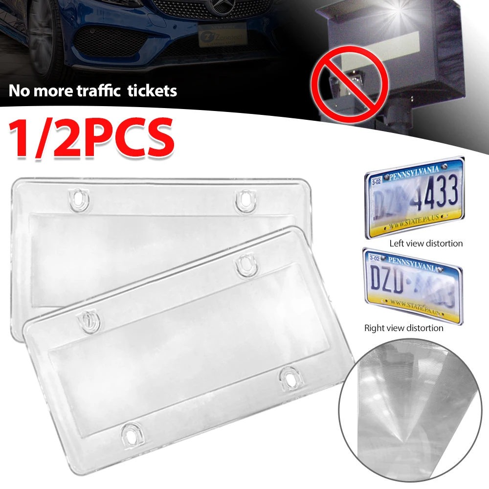 1/2 Pack Clear License Plate Tag Frame Covers Shields Protector for Car/Truck
