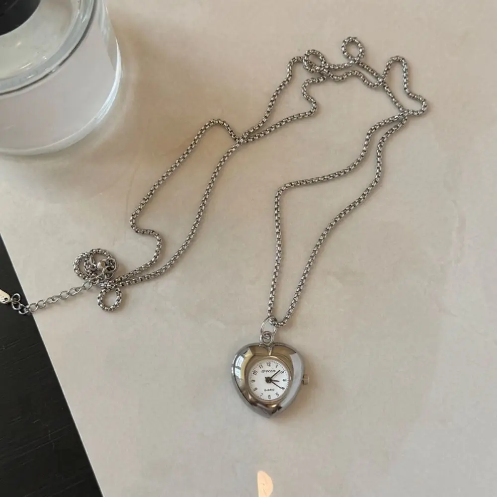 Heart-shaped Star Pocket Necklace Cross Pendant Silver Clock Pendant Bag Charms Flexible Length Rhinestone Pearl Clavicle Chain