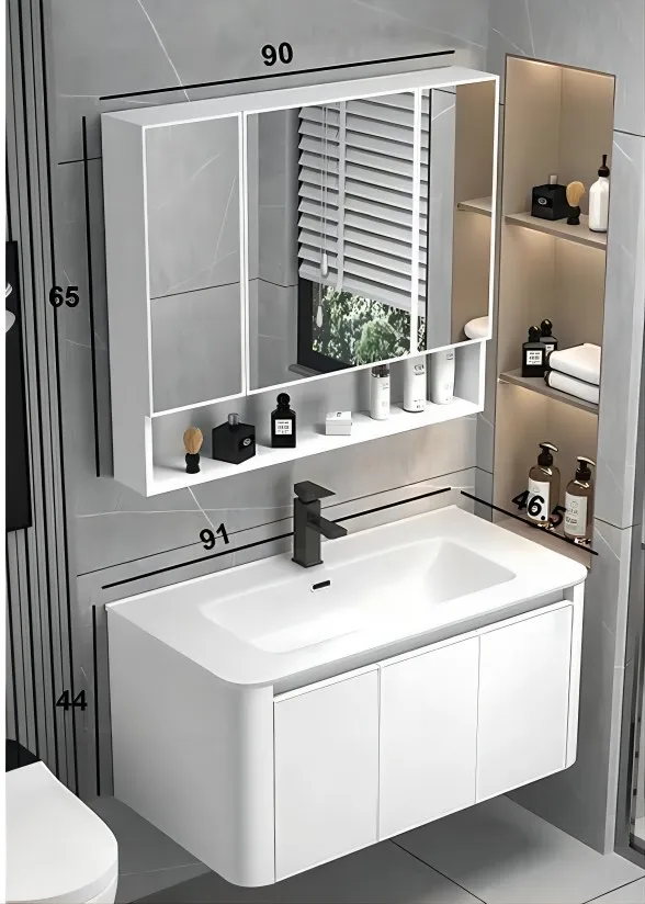 Aluminum Waterproof Bathroom Vanity Set Toilet Sink Combo for Hotel Home Triangle Wall Bathroom Cabinet