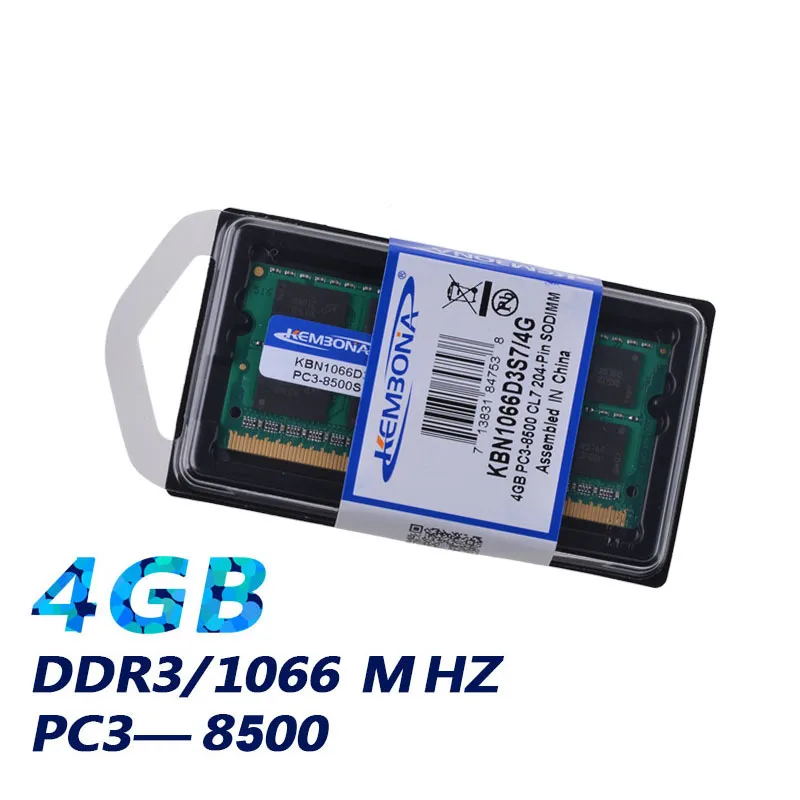KEMBONA Brand New Sealed DDR3 1066/ PC3 8500 4GB Laptop RAM Memory compatible with all motherboard