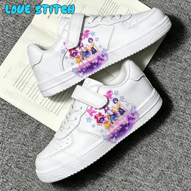 Kids White Casual Sneakers for Girls Cute Style Pattern Print Non Slip Breathable Children Daily Walking Flat Shoes Gift for Him