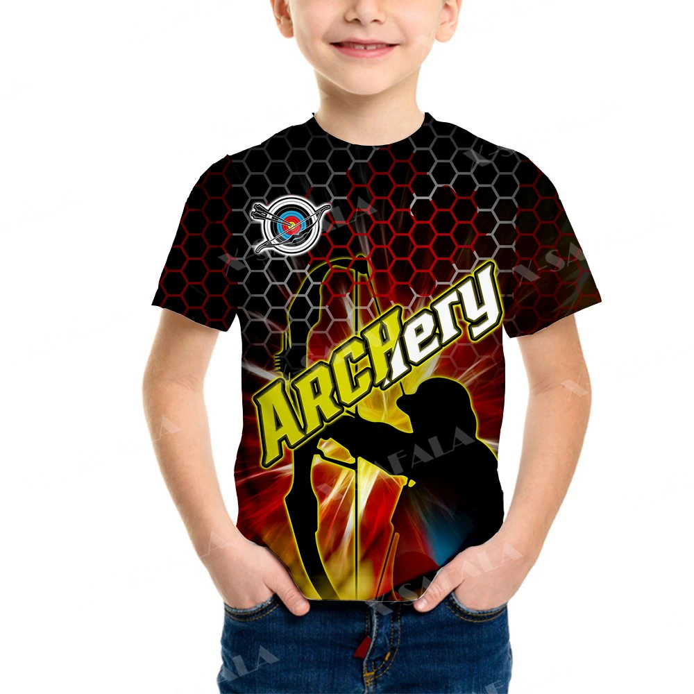 

Archery Team Player Boys T Shirt Short Sleeves Tops Girls Children Clothing Summer T-shirt Tee Toddler Clothes for 2-8 Years-5