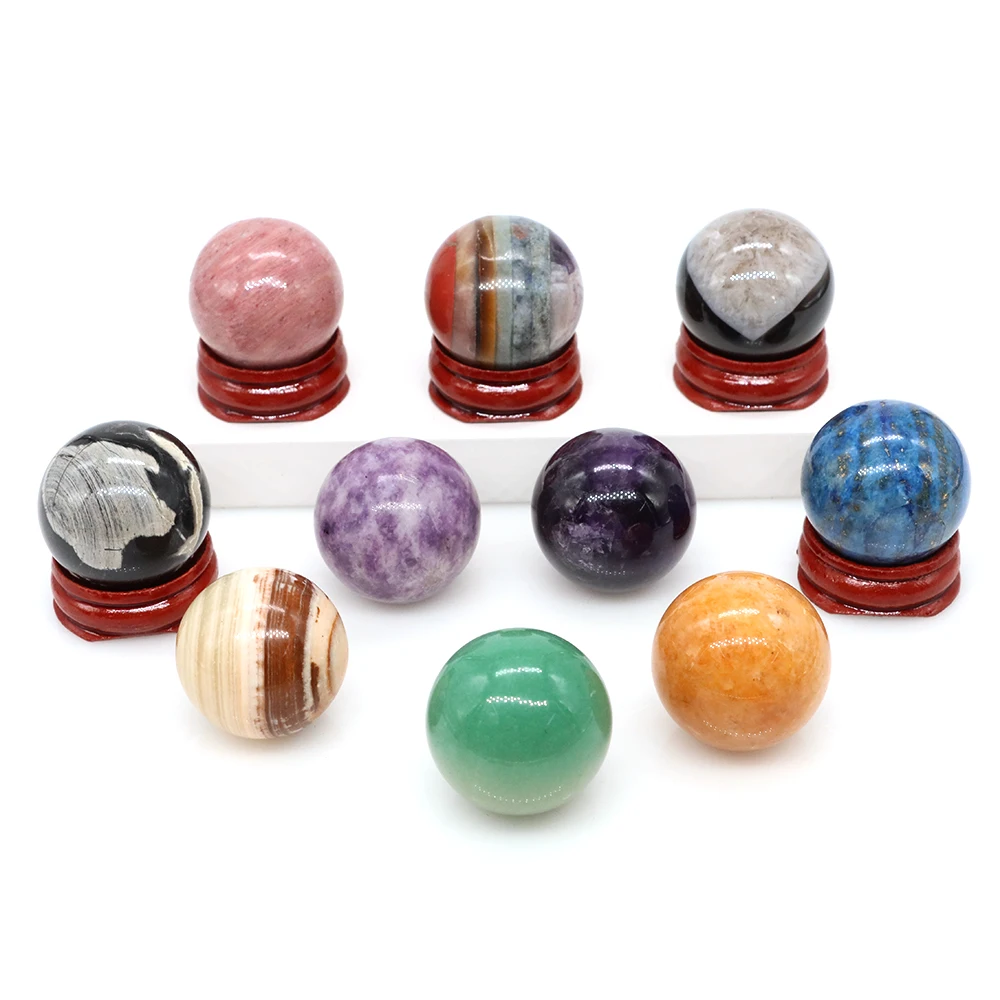 

30mm Natural Amethyst Black Obsidian Sphere Healing Crystal Magic Ball Reiki Stone Feng Shui Sphere Collectibles Home Decoration