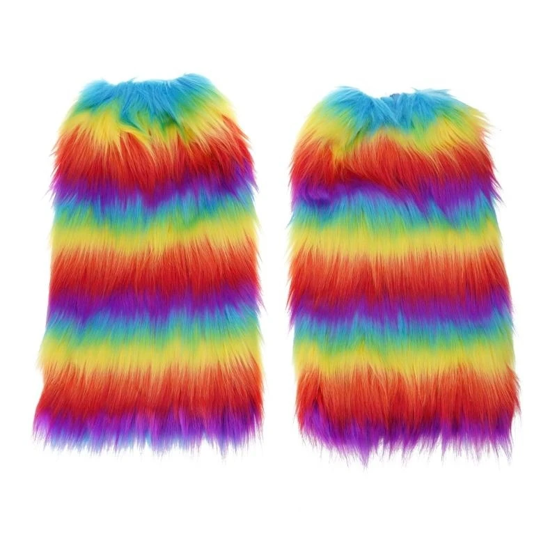 

N5KF Harajuku Punk Fuzzy Theplecers для женщин мягкие утолщенные плюшевые манжеты для зимней моды и костюмированных вечеринок