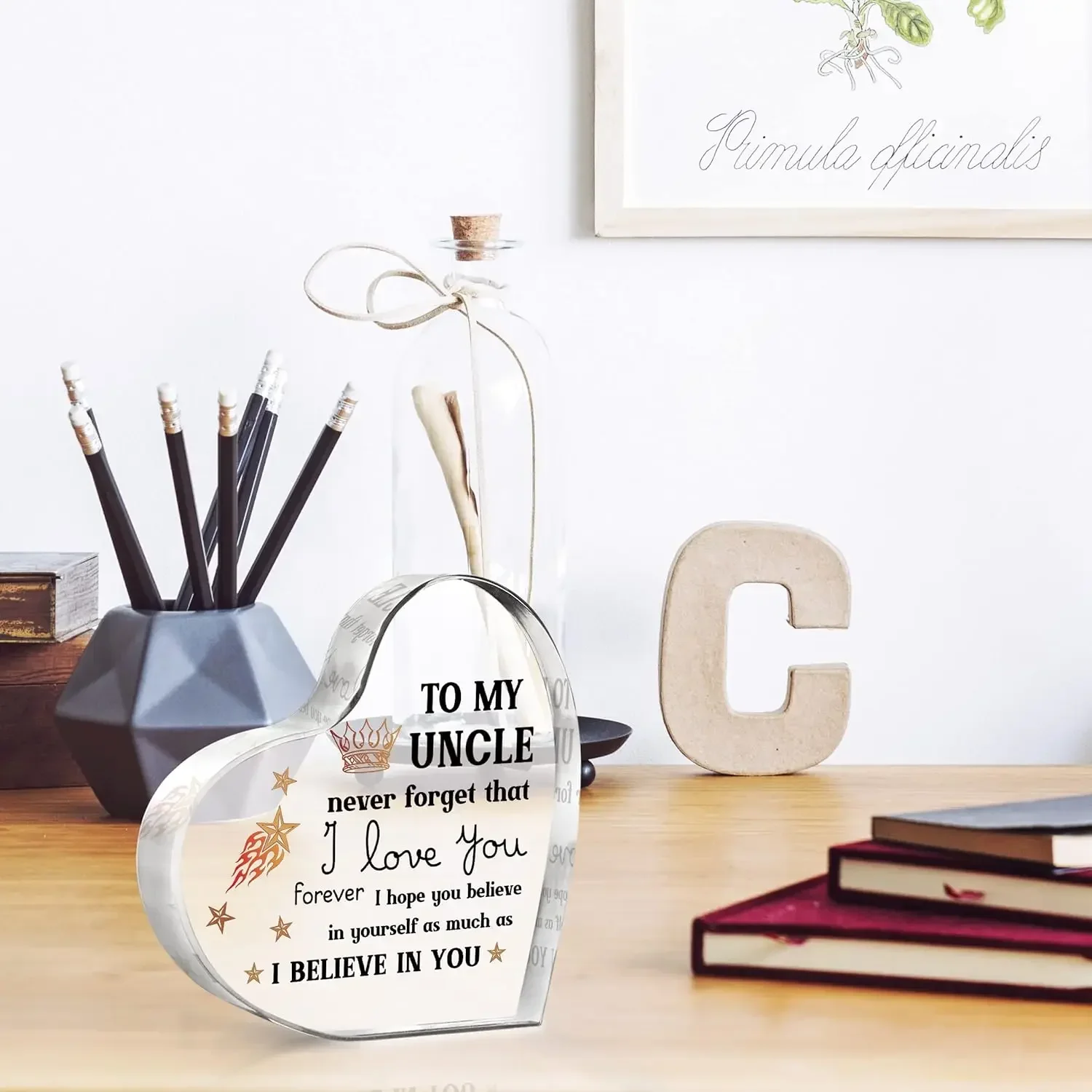 Heart Acrylic Plaque To My Uncle I Believe In You Desktop Keepsake Gift,I Love You Forever Acrylic