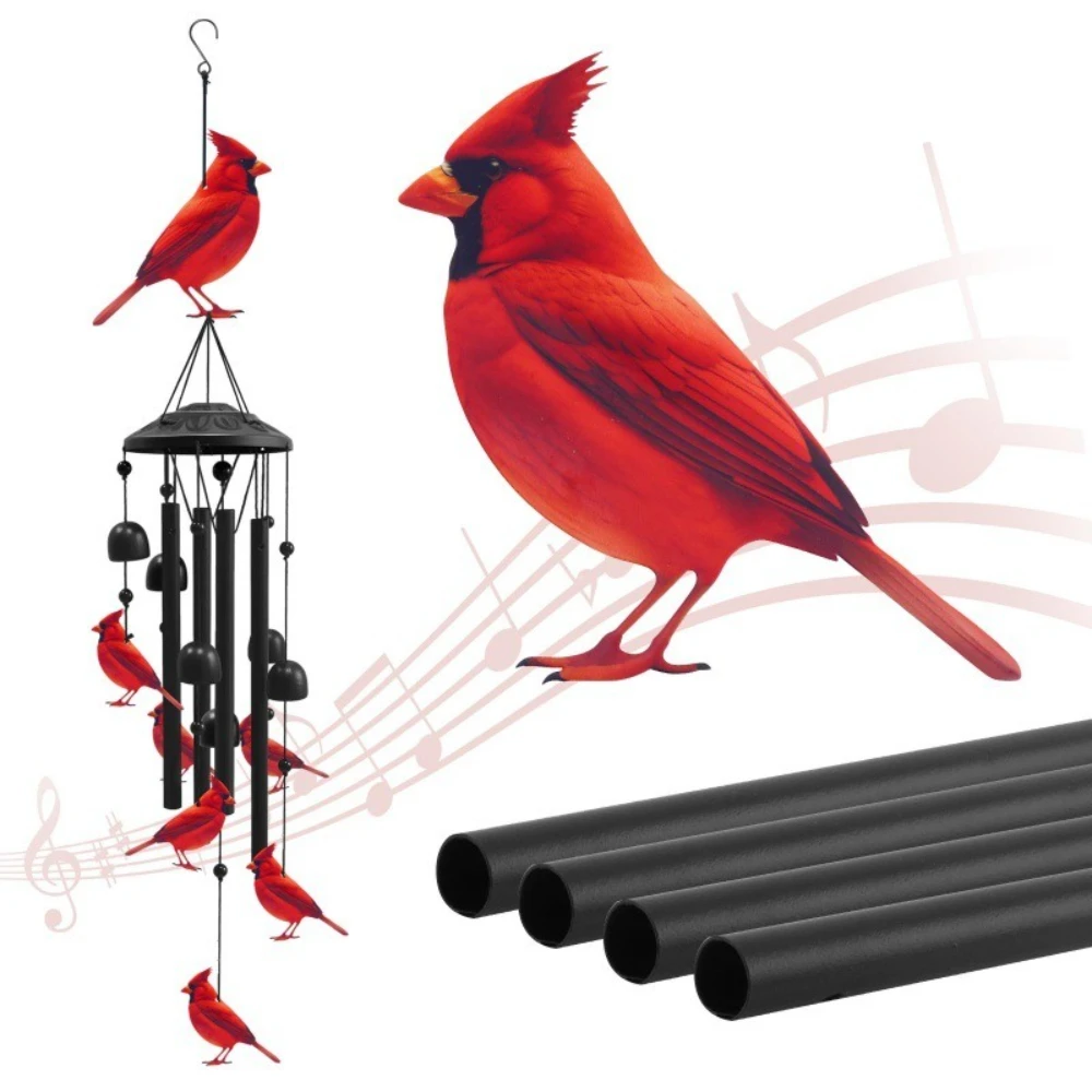 

Cardinal Wind Chimes Outdoor Metal Red Bird Wind Chimes for Outside/Indoors Home Lawn Porch Patio Garden Decor Yard Decoration
