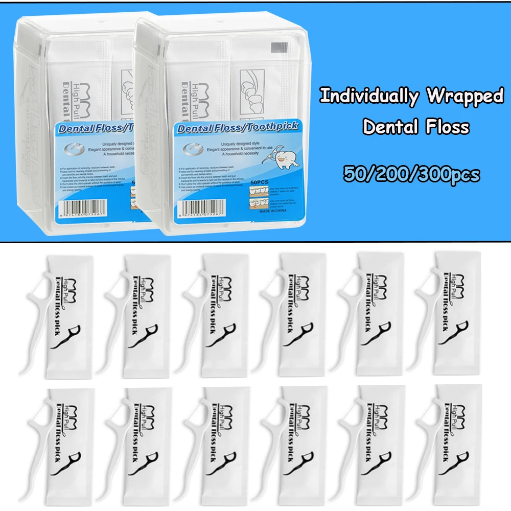 JNSUR 50/200/300 Uds. Púas de hilo dental envueltas individualmente, hilo Dental portátil con caja, palillos para dientes, cuidado bucal, palillo de dientes, hilo dental
