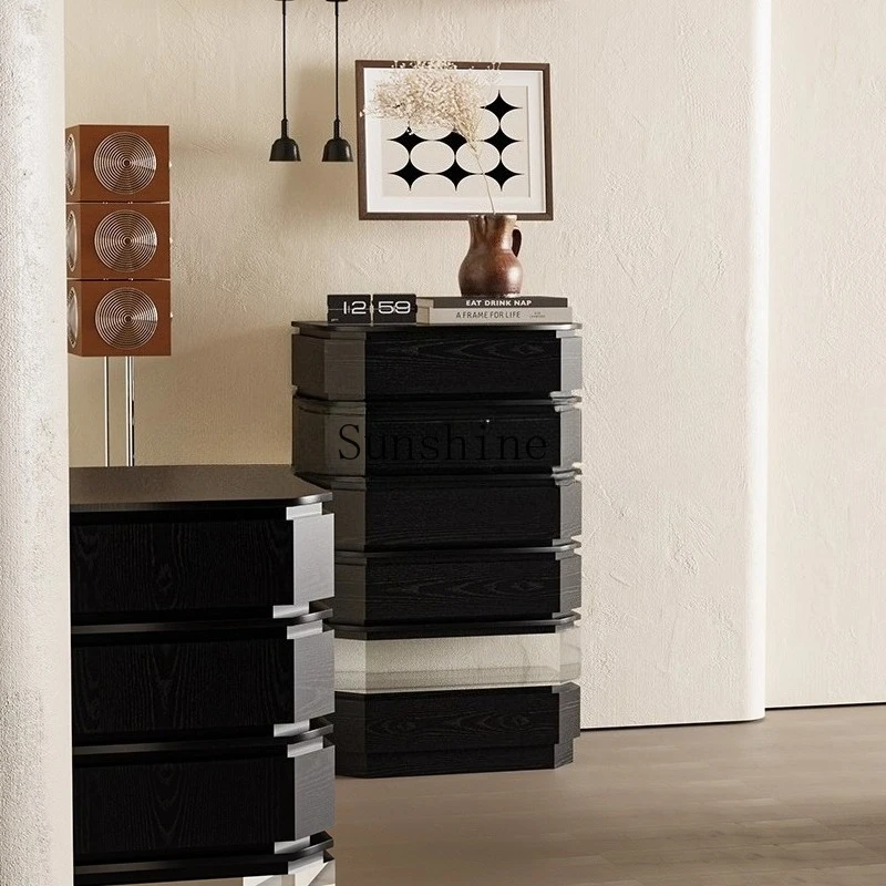 

French medieval all solid wood bedside storage cabinet, living room drawer, entrance cabinet