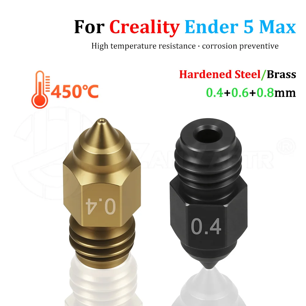 

Для Creality Ender 5 Max латунное сопло из закаленной стали 0,4 0,6 0,8 мм запасные части сопло 450 ℃ для деталей 3D-принтера