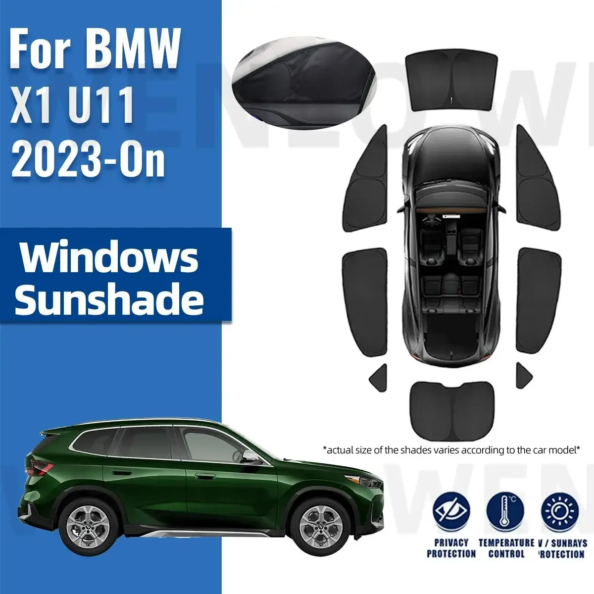 

Для BMW X1 U11 2023 2024, полное покрытие, автомобильный солнцезащитный козырек, передняя лобовое стекло, рамка, занавеска для ребенка, солнцезащитный козырек на заднее боковое окно