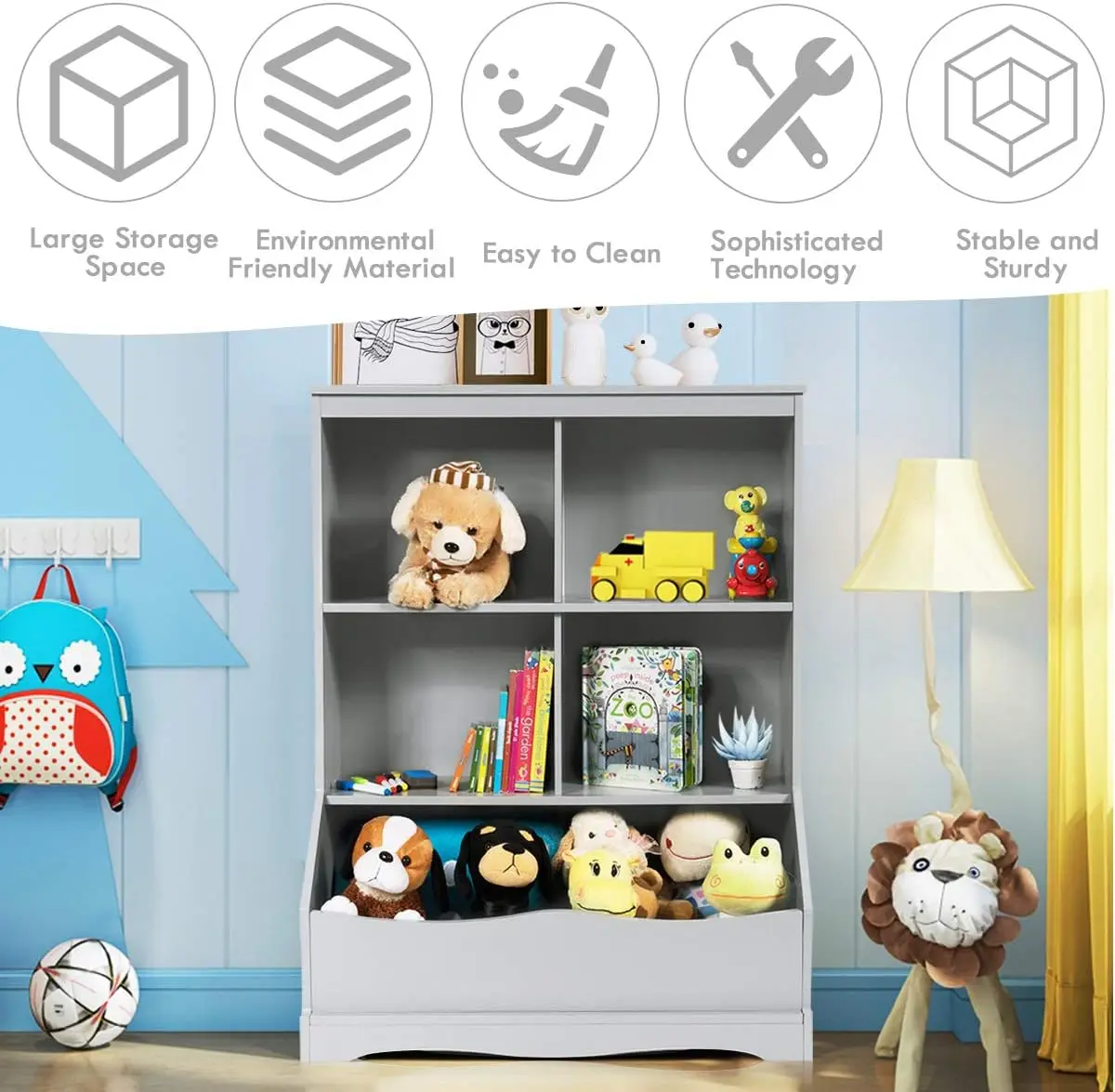 Storage Cabinet, Cubby Toy Organizer, 3 Shelf 4 Cube Units, Storage Bins Cubbies for Kids' Collections, Kids Bookshelf a