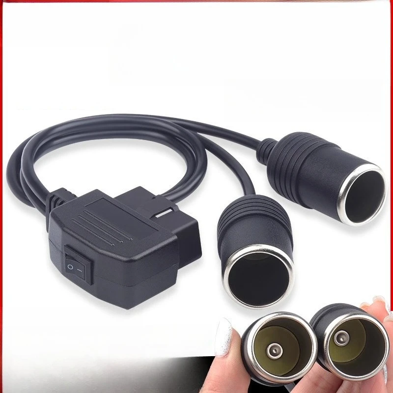 OBD2 Power Cable for Car Dash Cam, Multi-function No Wire Cutting Power Cord with Cigarette Lighter DC Connector