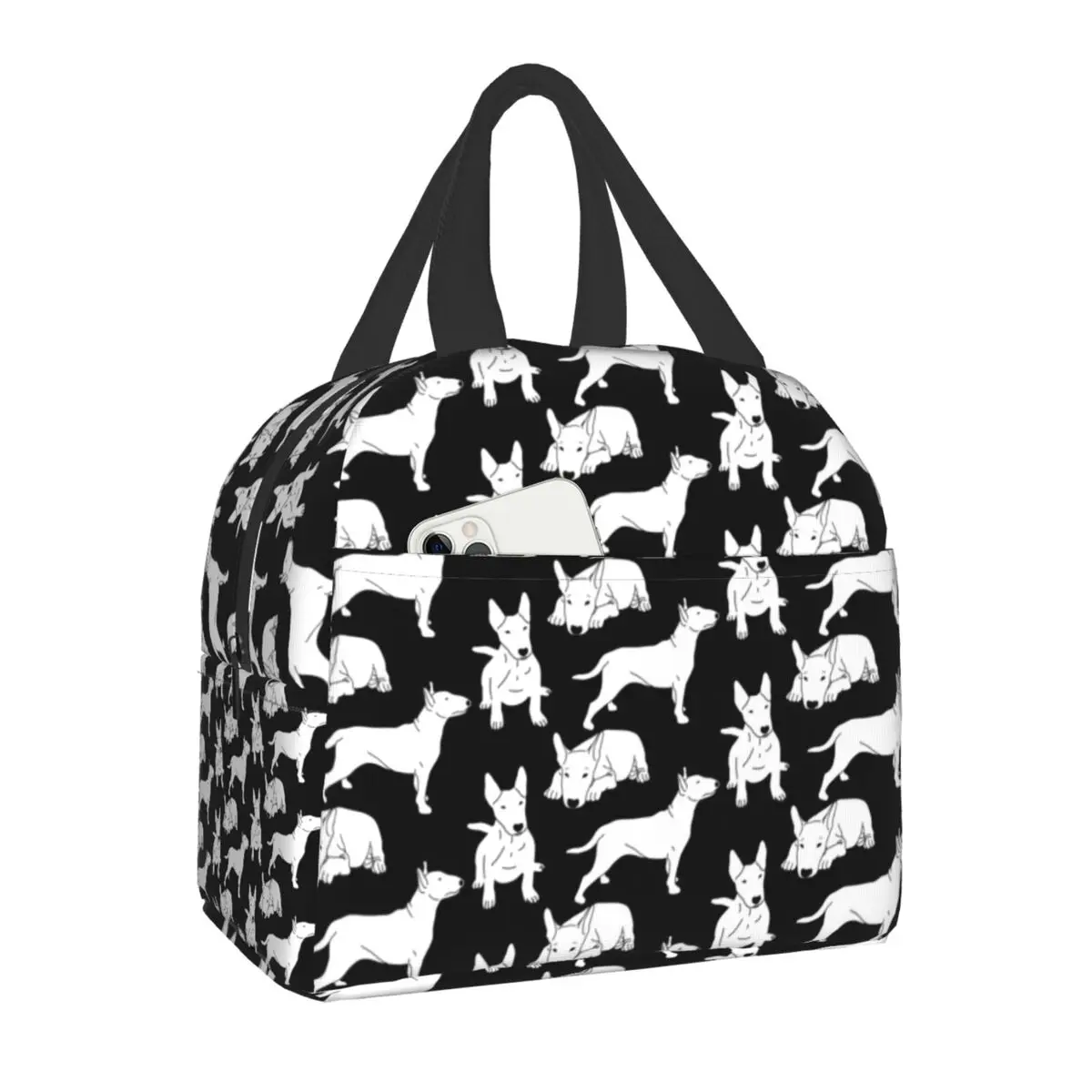 Bull Terrier Dog Portable Lunch Box Animal Cooler Thermal Food Insulated Lunch Bag For Kids Women School Work Picnic Bags