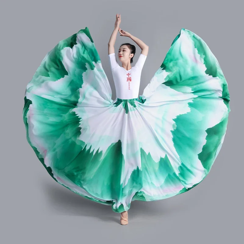 

National Chinese Style Classical Dance Dress Women Modern Big Swing Skirts Practice Performance Dance Costume 360/720 Degree