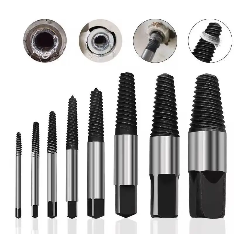 6-8 Pcs Set Screw Extractor Easily Take Out Damaged Water Pipe Extractor Broken Bolt Screws Remover Woodworking Tools Drill Bits