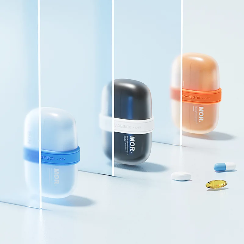 Portable Medicine Box, Moisture-Proof Double-Layer Mini Capsule Medicine Box, 4-Panel Packaging Box, Jewelry Storage Box