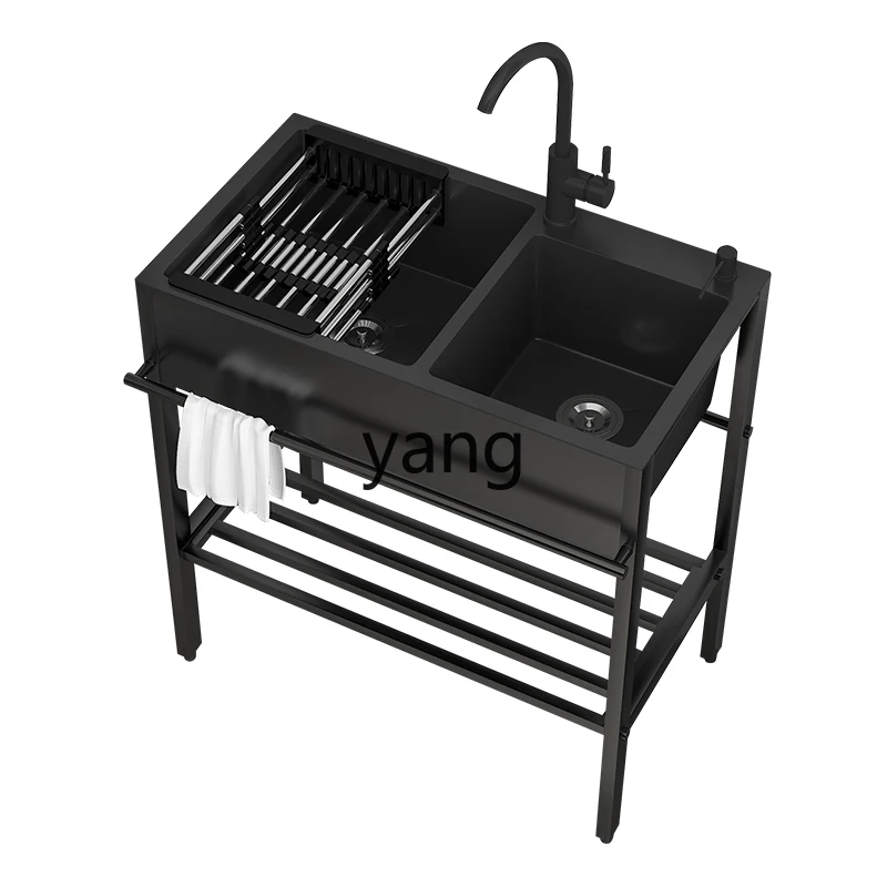 L'm'm stainless steel bracket kitchen sink double sink integrated vegetable basin large single slot balcony