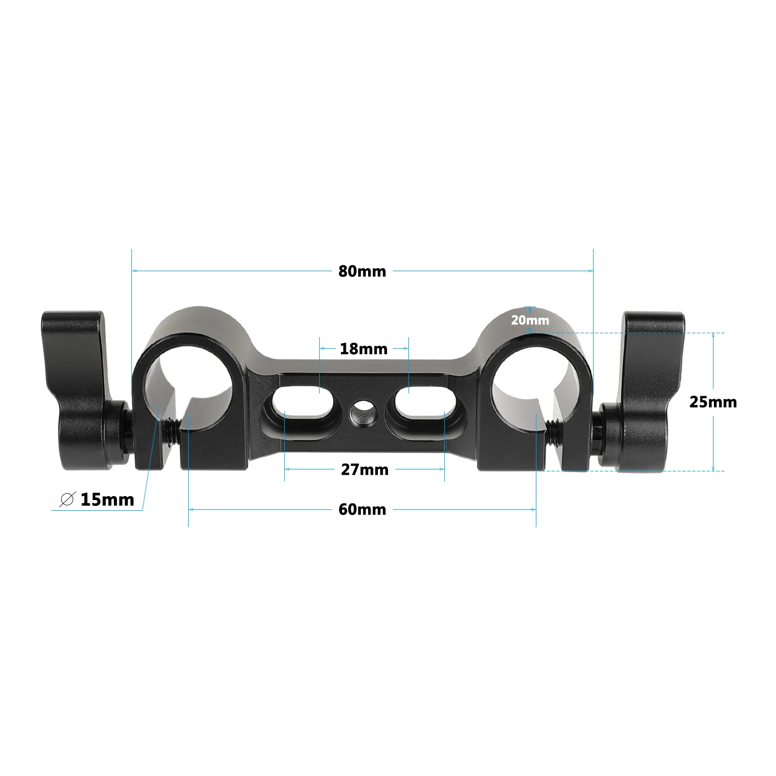CAMVATE Standard 15mm Dual-port Railblock Clamp With Central Unthreaded Mounting Points For DSLR Camera 15mm Rail Rod Supporting