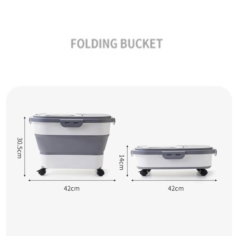 33LB Collapsible Cat Dog Food Storage Container Folding Pet Food Moisture Proof Box Dog Snack Container With Clear Lid Pet Box