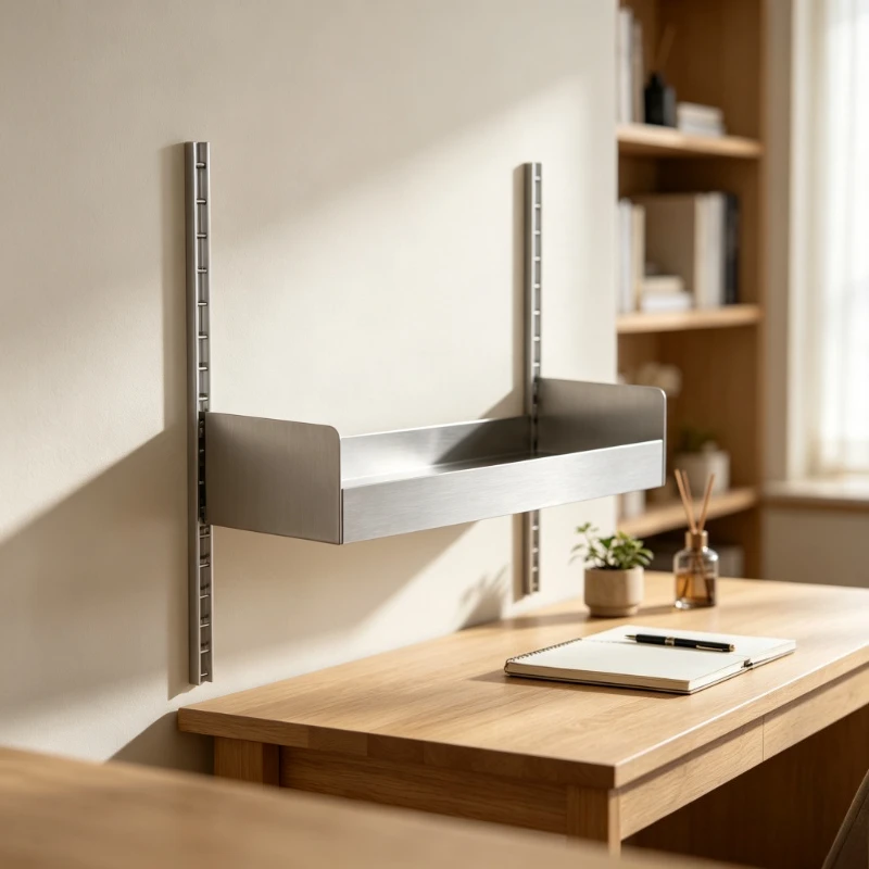 Wall Mounted Display Rack, Living Room Metal Anti-Fall Shelf with Guard Rail, Background Wall Organizer for Home & Office