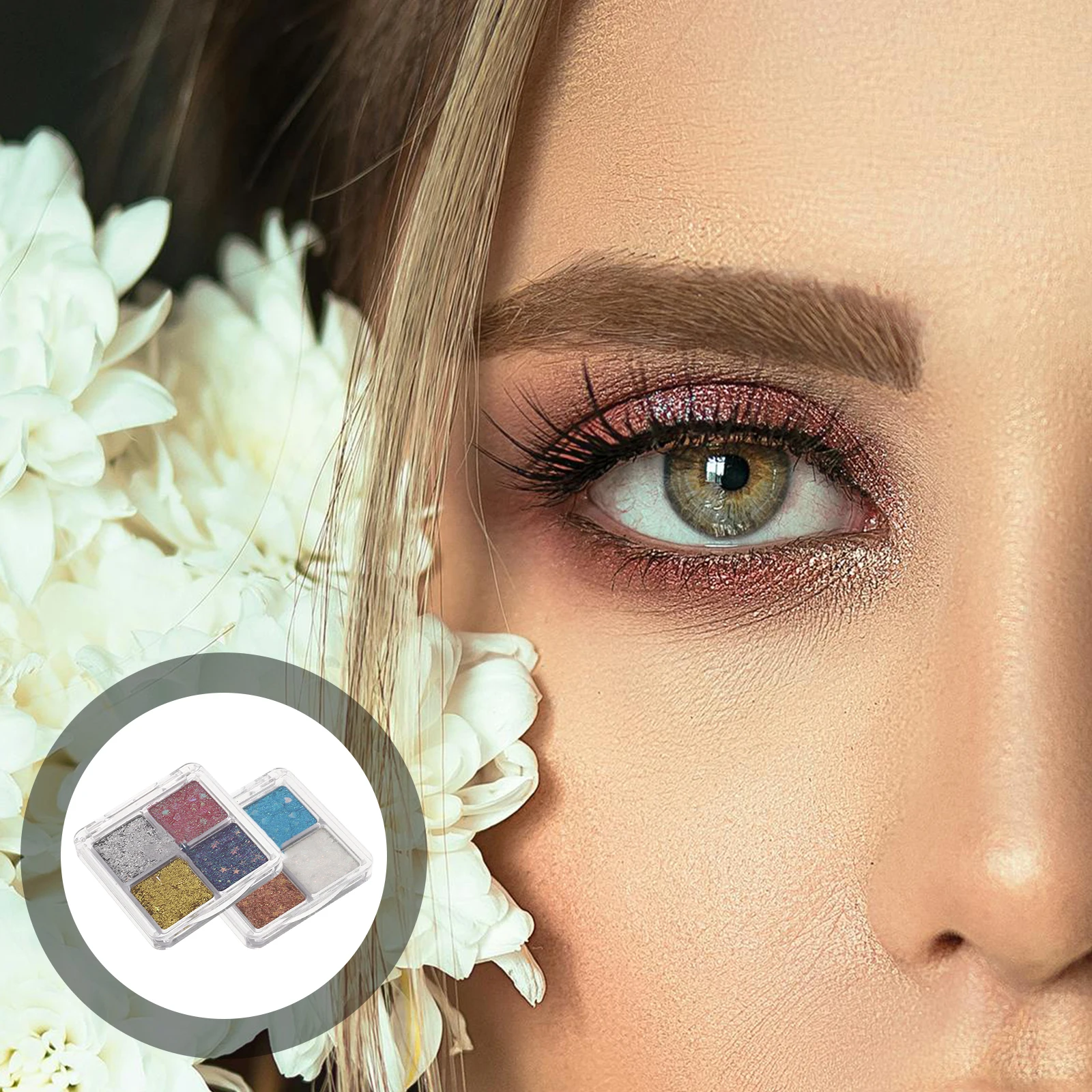 

2Pcs Eyeshadow Glitter Palette Chunky Shimmery Eye Shadow Powder Easy Apply Remove for Masquerade Wedding Bar Dance Show