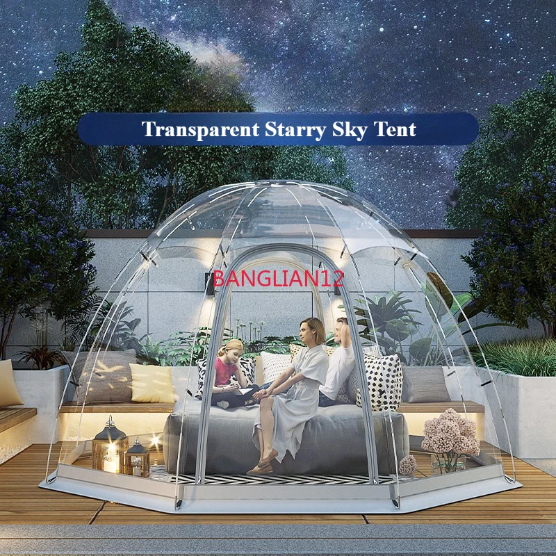 

8-10 people double-layer transparent starry sky tent outdoor camping winter sun room, 3.6 * 3.6 * 2.3m
