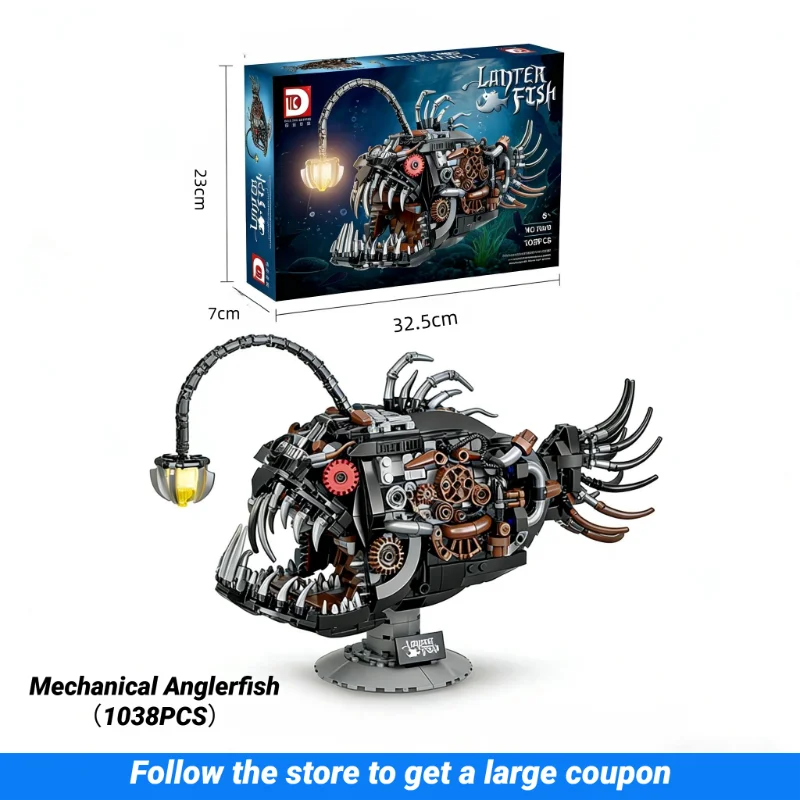 

2026 Creative Assembly Bricks Robotic Anglerfish MOC Set 1038Pcs Construction Toy STEM Model Gift For Adults And Kids