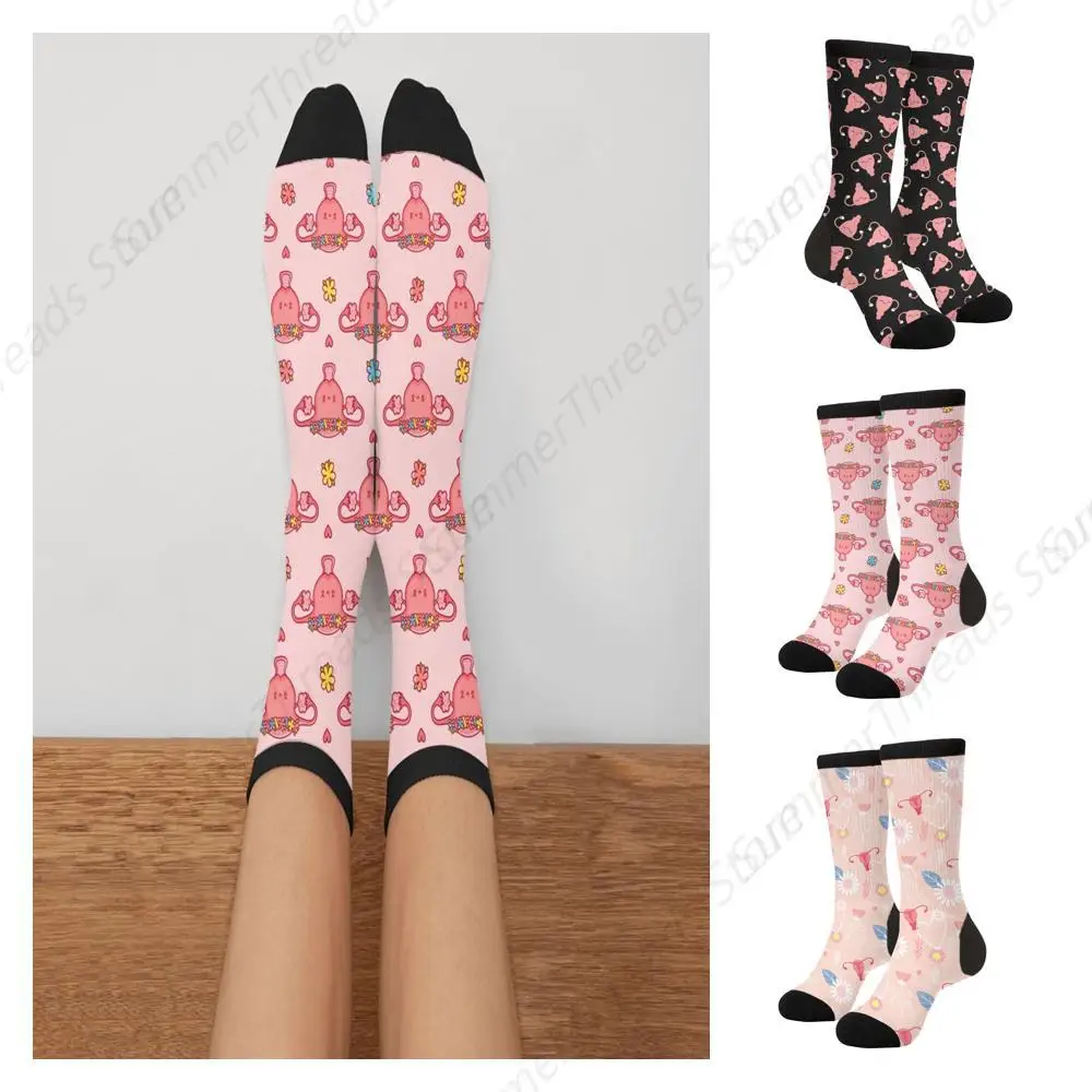 Happy Uterus Funny Novelty Crazy Crew Tube Socks, Men'S Women'S Casual Dress Socks