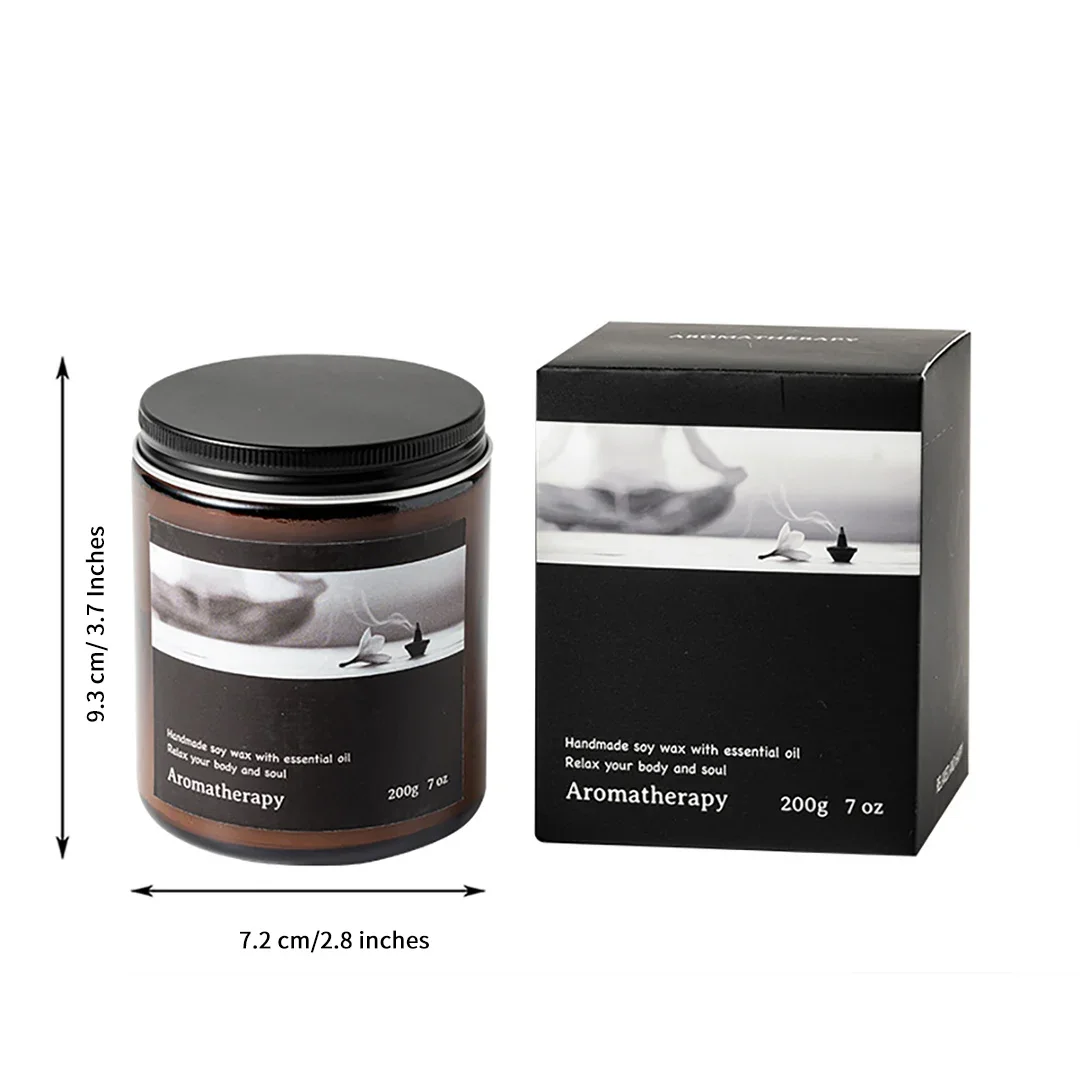 7 Oz Premium Amber Glass Jar Soy Wax Scented Candle Smokeless Serenity Fragrance Home Spa Holiday Gift Decorative Aroma Candle