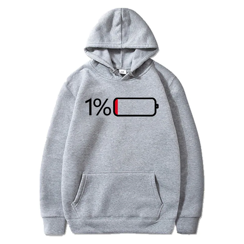 Battery Low Graphic Hoodie for Men - Casual Pullover Sweatshirt with Kangaroo Pocket for Spring/Fall
