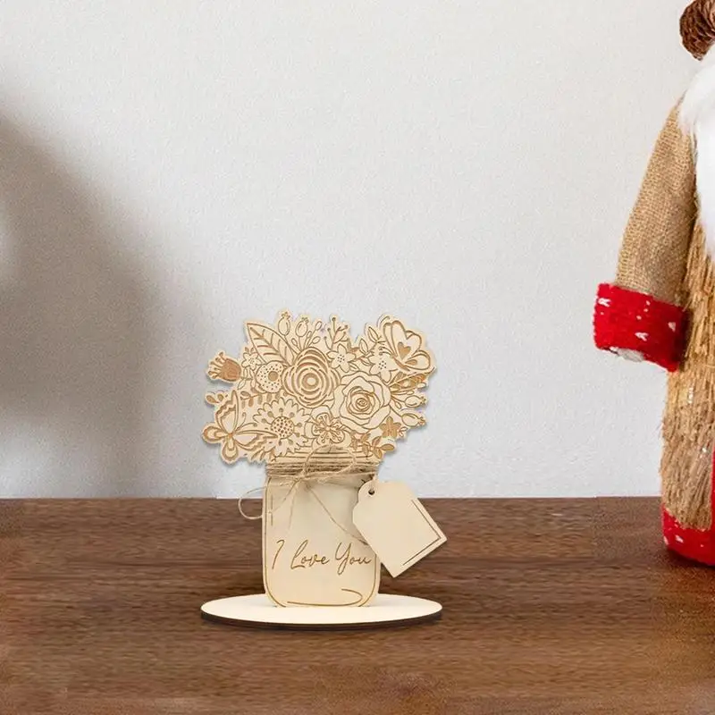 Tarjeta de cumpleaños para mamá, ramo de flores, tarjetas de felicitación de mamá, estilo rústico, artesanía de madera DIY para aniversario, Navidad, cumpleaños de mamá