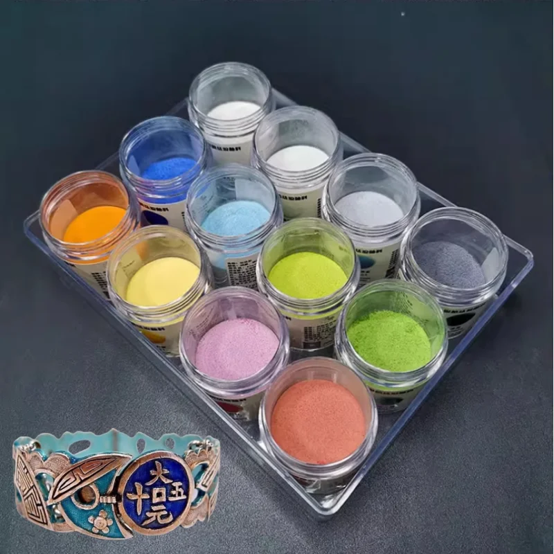12/24Color High Temperature Enamel Powder Glaze 30g Hand-DIY Silver Ring Pendant Painting Color 750-820 ℃ Enamel Powder