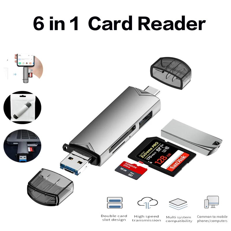 USB3.0 multi-function adapter SD TF card reader high-speed transmission adapter Micro Type C mobile phone computer universal OTG