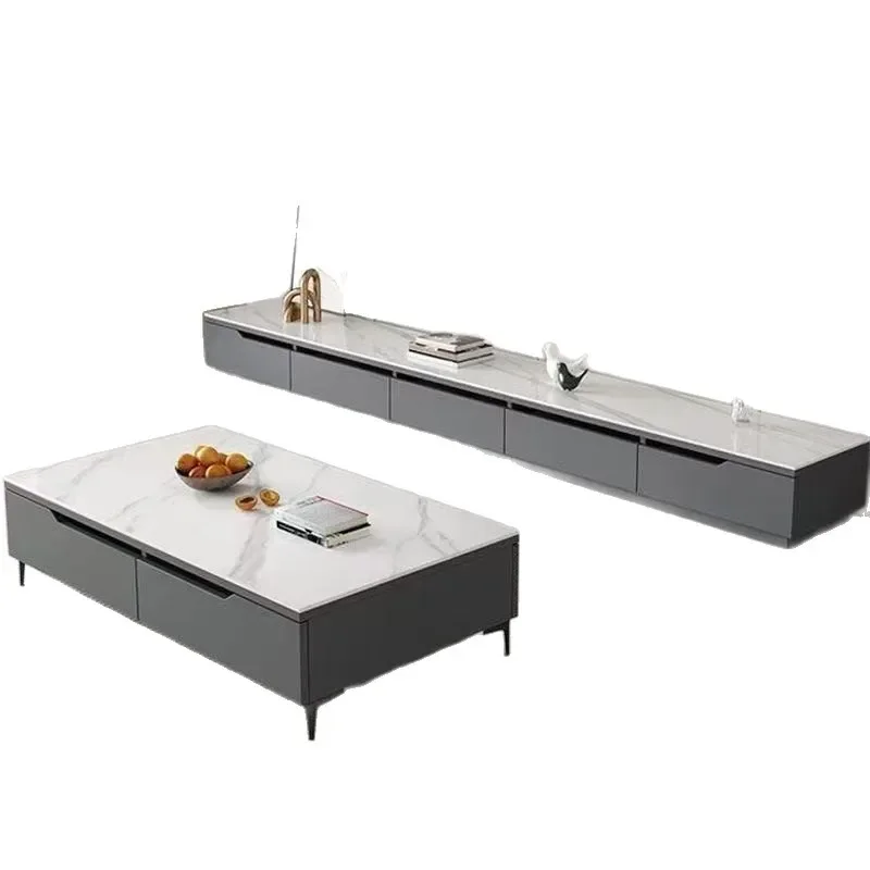 for Rock Slab Coffee Table and TV Cabinet Combination Set Simple Household Living Room Nordic Light Luxury Italian Style