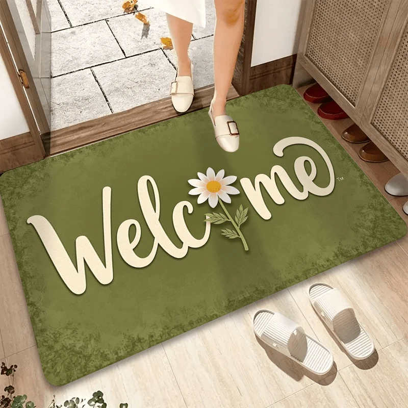 VIKAMA Fresh Daisy Welcome Doormat: Soft, Warm and Non-Slip – Ideal for Entrance Halls, Bathrooms and Home Décor
