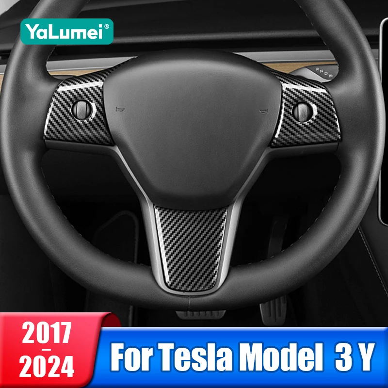 

Car Steering Wheel Button Panel Cover For Tesla Model Y Model 3 2017 2018 2019 2020 2021 2022 2023 2024 Trim Sticker Accessories