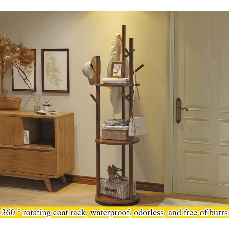 Rotating coat rack household floor-to-ceiling simple storage three-layer coat rack bedroom living room storage hanging bag