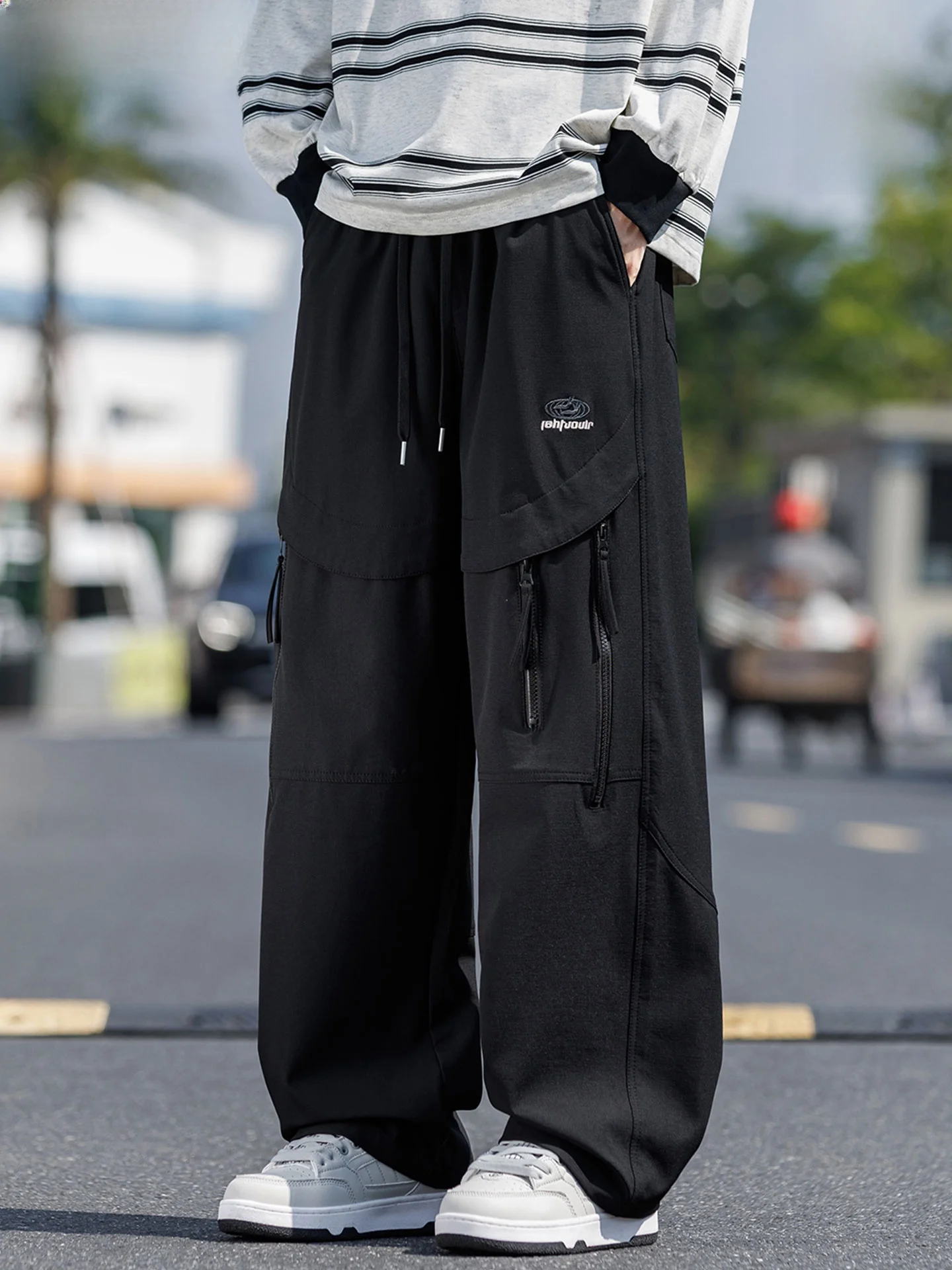 

Мужские брюки WASSUP DOZEN в американском стиле, свободного кроя, рабочие, модные, новые, с множеством карманов, повседневные, широкие, черные